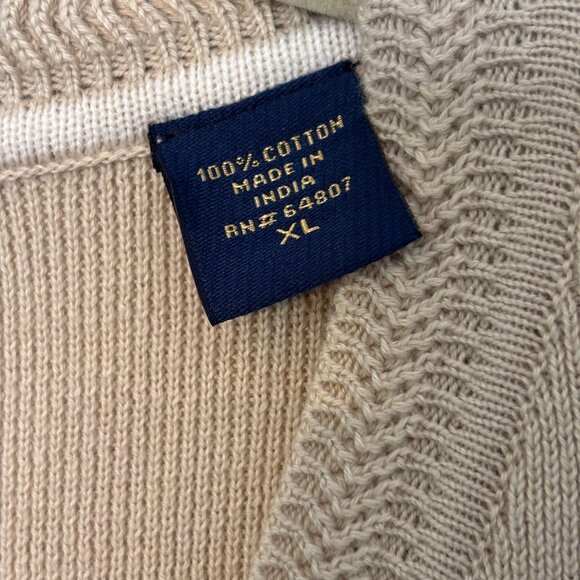 T. Harris London Beige Plaid V-Neck Sweater Vest XL100% Cotton Preppy Academia - Picture 9 of 10